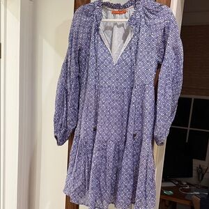 Oliphant Purple Printed Long-Sleeve V-Neck Dress